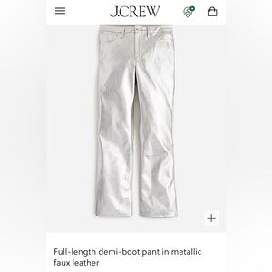 J.Crew NWT size 29 silver pleatherr jeans with stretch. New! Sold out in stores!